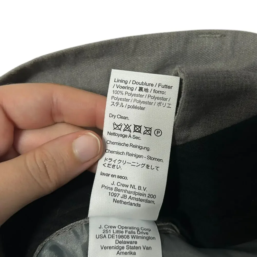 J. Crew Classic-Fit Hemp-Organic Cotton Blend Suit Pant NWT Men's Sz M Gray